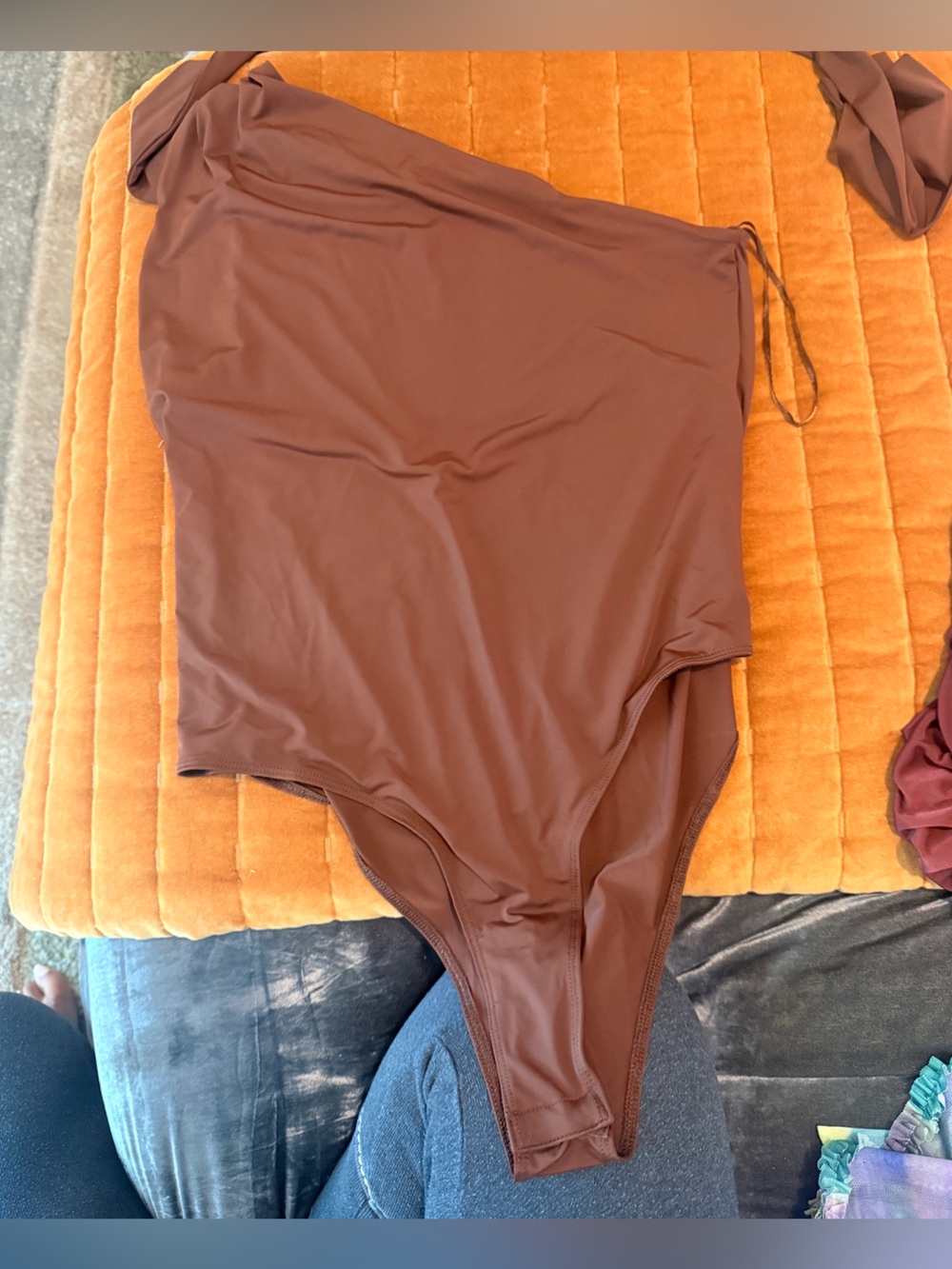 Zara Brown One-Shoulder Bodysuit